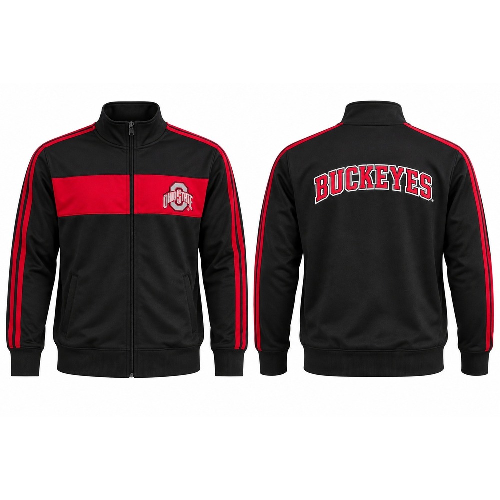 Colosseum Ohio State Buckeyes Track Jacket Mens Medium Black Red Full Zip NCAA